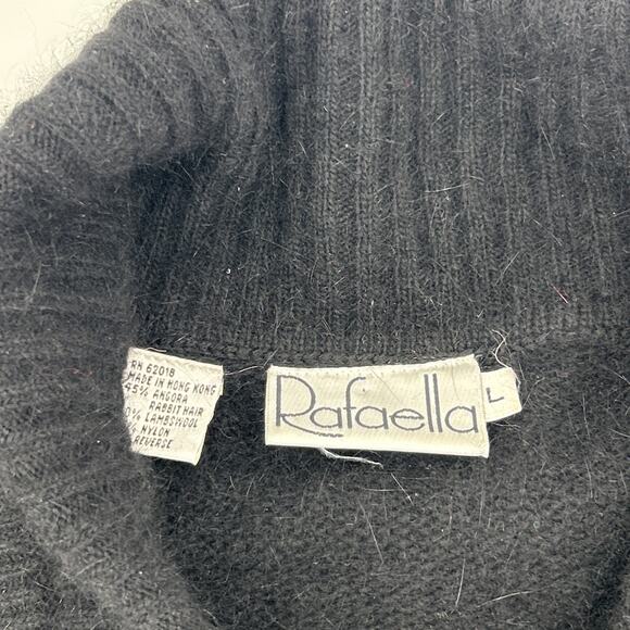 Vintage Rafaella Angora Cardigan Womens Size L Floral Graphic Black Vibrant 80s - Picture 5 of 10